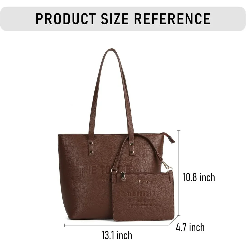 Women's Coffee-Grained PU Leather Sophisticated Elegant Retro Style Tote Bag